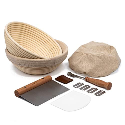 Kook 12 Piece Bread Proofing Set, with 2 Banneton Baskets, Great for Sourdough