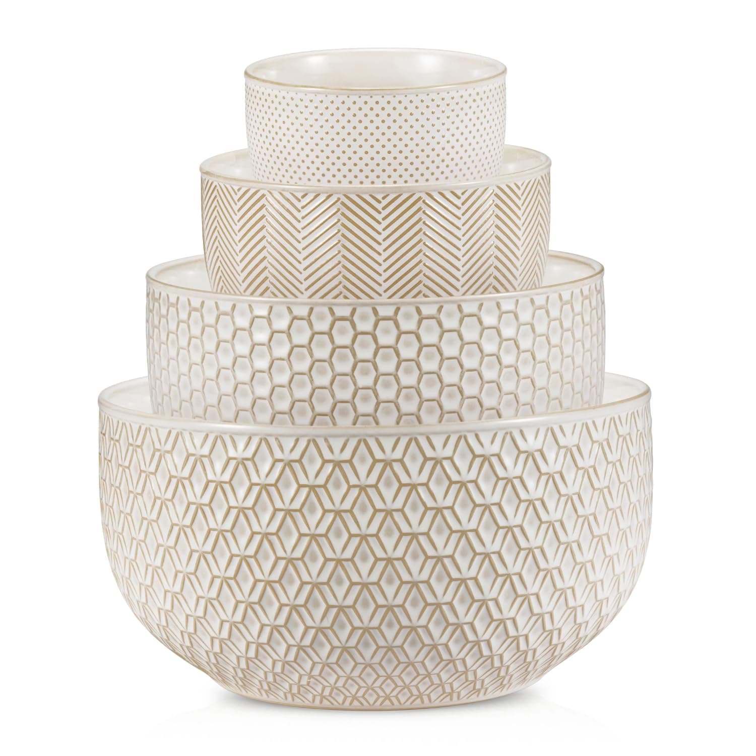 Kook Ceramic Nesting Bowls, Narbonne Collection, Set of 4