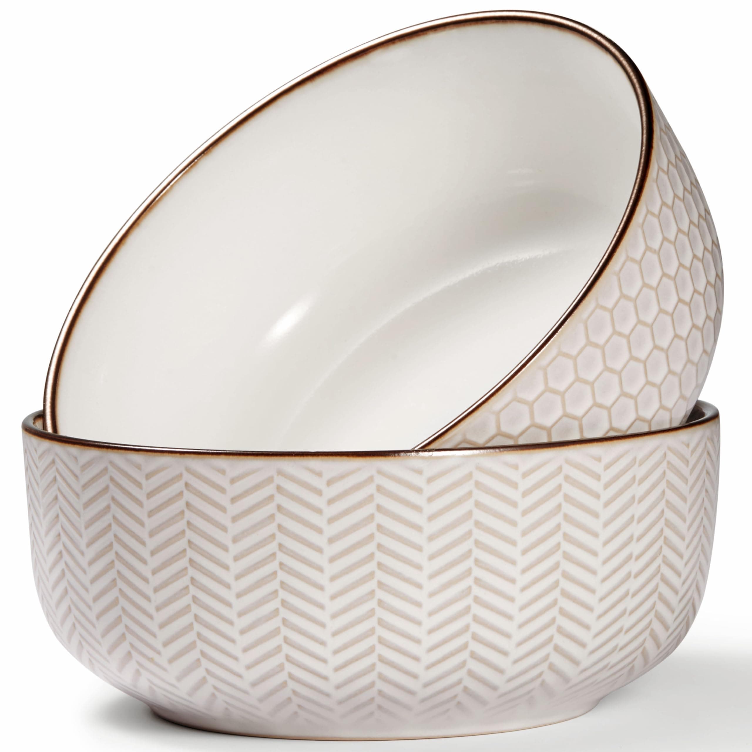 Kook Ceramic Salad Bowls, Narbonne Collection, 60 oz, Set of 2