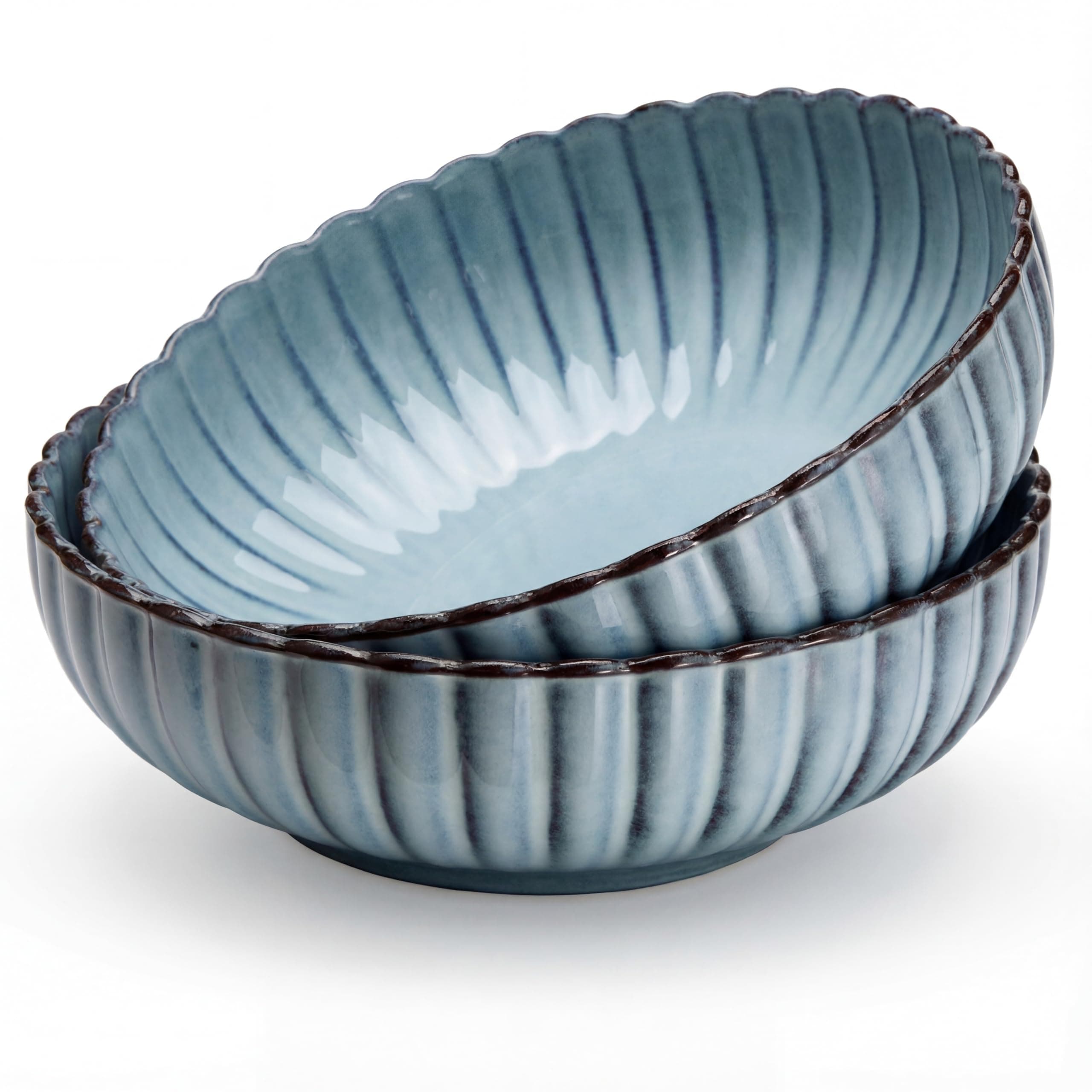 Kook Ceramic Serving Bowls, Tidal Collection, 70 oz, Set of 2