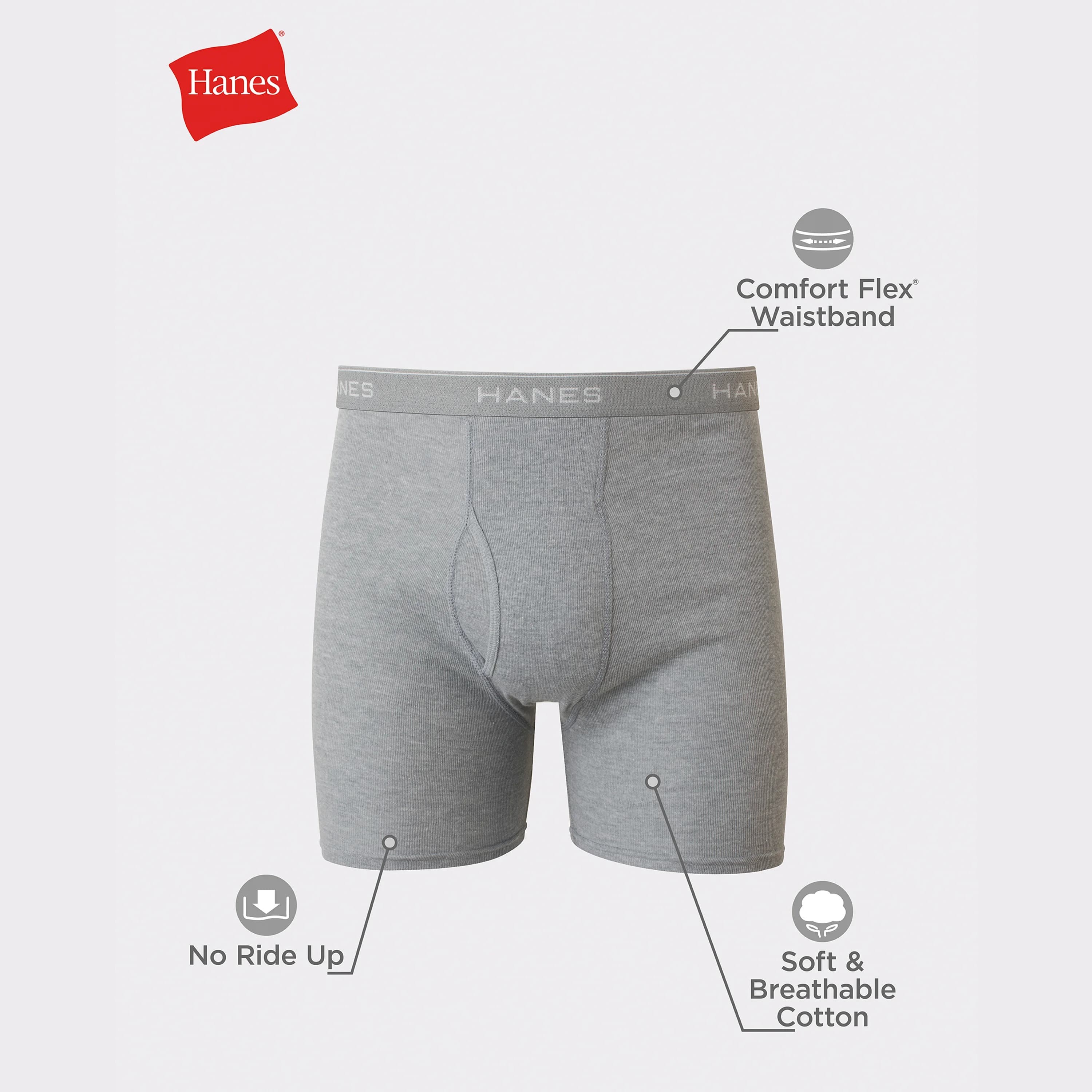 Hanes Comfort Flex Men's Cotton Boxer Brief Underwear, Moisture-Wicking, 4-Pack Size SMALL